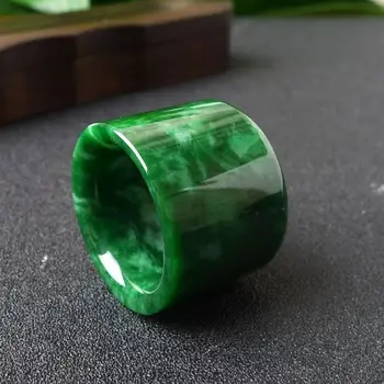 Real Smarald Jadeit Deget Inelul Bărbați Femei Bijuterii Fine Accesorii Originale Natural Myanmar Verde Jad-Ul Piatră Bandă Largă Inele