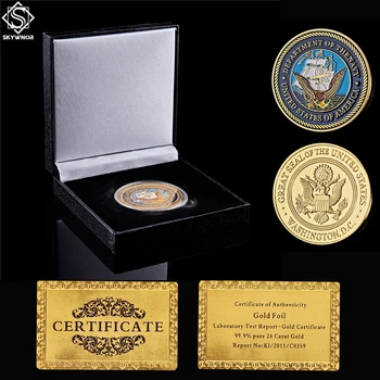 2022 Departamentul American al Marinei din Washington D. C Marele Sigiliu al SUA Moneda Militare Masă W/ Cutie de Lux