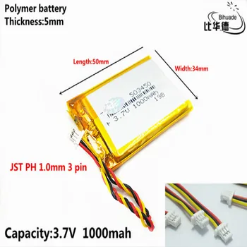 JST PH 1,0 mm 3 pin Litru de energie baterie 3.7 V,1000mAH 503450 Polimer litiu-ion / Li-ion pentru tablet pc-ul BĂNCII,GPS,mp3,mp4