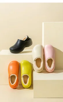 2022 Noua EVA 7CM Grosime-sudata Pantofi de Acasă Bumbac Papuci de sex Feminin cu toc Înalt de Apă-dovada, Plus Catifea Cap Mare Cald Pereche de Cizme