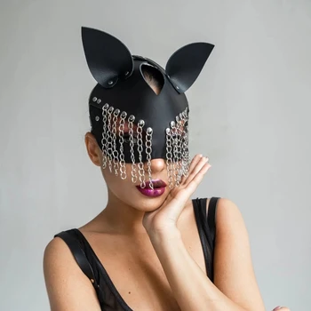 Cosplay Sexy Bdsm Fetish Masca Erotice Femei Carnaval De Halloween Masquerade Ball Fantezie Bondage Punk Urechi De Pisică Măști