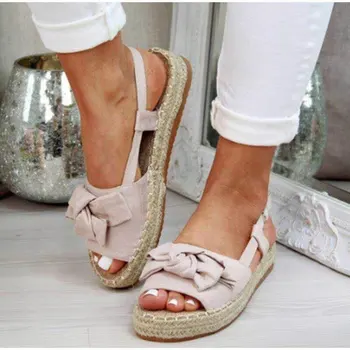 Casual De Vara Arc Femei Espadrile Sandale De Curea Cataramă Apartamente Pantofi Femeie Solidă Peep Toe Sandalias 2021 Moda