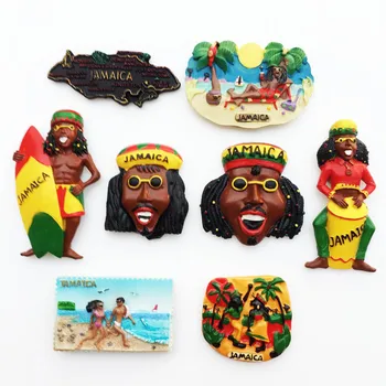 QIQIPP Creative magneți de frigider Jamaica suveniruri turistice harta murdar tamburina surfing decorative