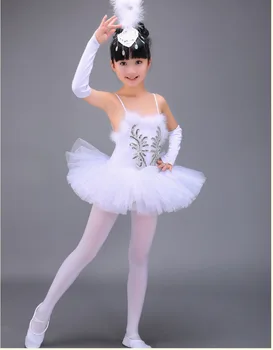 Profesională A Copilului Dans Costum Alb Lacul Lebedelor Balet Dans, Rochie Dans Pentru Copii, Dans, Costume De Fete Balerina Rochie Tutu