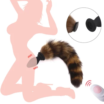 Sex Toy Fox Coada Anal Plug Vibrator Wireless De La Distanță Vibratoare, Butt Plug Anus Dilatator Pentru Cupluri Adulte Joc Cosplay Accesorii