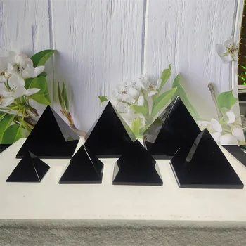 Naturale De Piatră Originale Lustruire Negru Obsidian Piramida Triangled Cristal Reiki Energia Minerale-Specimen De Decor Acasă