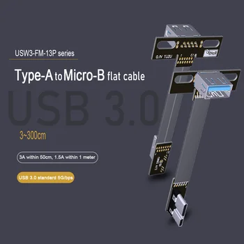 Sus Jos Stanga Dreapta Dublu Unghi Micro USB 3.0 OTG Tip Masculin La Femeie FPV Panglică Cablu USB de Tip a La Micro-B Aeriene Cablu