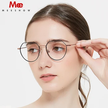 Meeshow metalic rotund optice ochelari baza de prescriptie medicala ochelari cadru femei accesorii de moda 2020 Unisex din Otel Inoxidabil Aliaj