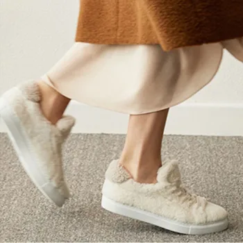 Femei Pantofi de Iarna 2018 coreeană Stil Casual Dantela-Up Plat Adidasi Femei Pantofi de Iarnă de Pantofi de Zăpadă de Pluș Cald Femeie Adidași