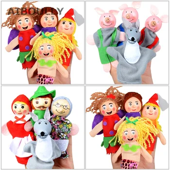 Inainte de Culcare pentru copii Cadouri 4buc Moale de Pluș Trei purcelusi Basm Marionetă Deget Set Copii Spune Povestea Helper Păpuși