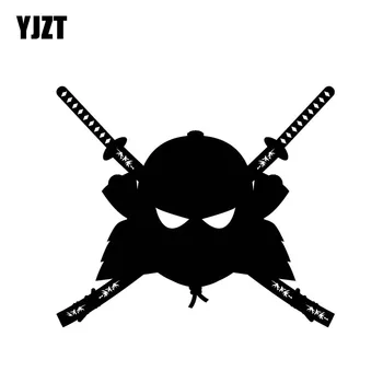 YJZT 15*13CM Grav Soldat, Războinic Mister Samurai Luptă Acoperă Corpul Mașină Autocolant Decal Negru/Argintiu Vinil C20-1802