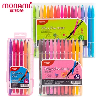Monami Plus Pen 3000 De Gel pe baza de Apa Pixuri 12/24/36 Culori Mână Contul Linie Cârlig Pixuri Scris/Graffiti Canetas Escolar Consumabile