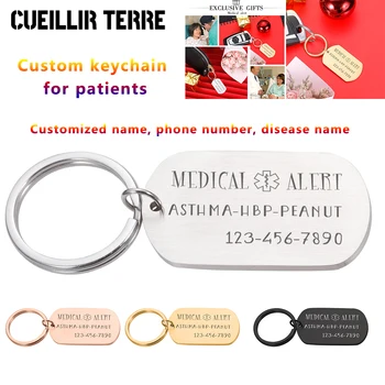 Diabet Astm Medicale De Alertă Personalizat, Breloc Pentru Pacienții Cu Boli Mintale Nume Personalizat Telefon Numele Bolii Cadou Personalizat, Breloc