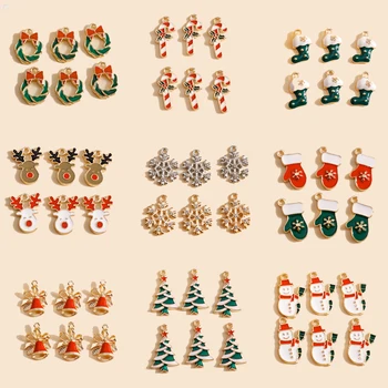10buc Vânzare Fierbinte Email de Crăciun Farmece Copac Cerb Bell, om de Zăpadă Pandantive pentru DIY Bijuterii Cercei Brățară Farmec