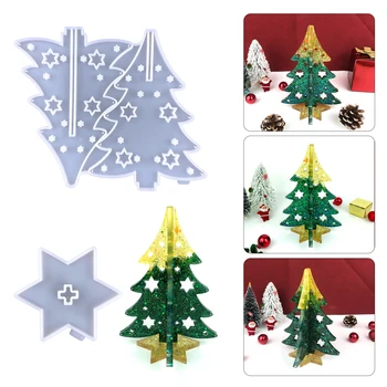DIY 3D Dimensional Pom de Crăciun de Cristal Rășină Mucegai Pom de Crăciun Combinație Mucegai Silicon pentru Petrecerea de Crăciun Decorare