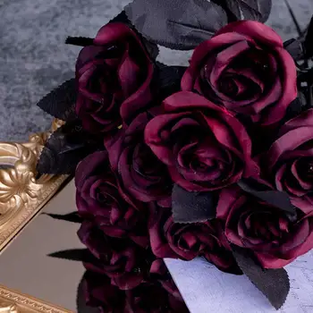 Gothic Black Rose Flori Artificiale De Simulare Flori Valentine Cadou De Nunta Flori Decor Acasă Trandafiri Foto Elemente De Recuzită