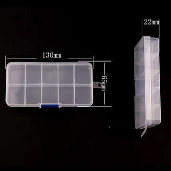 10 Grile Split Plastic Transparent Cutie de Depozitare DIY Nail Art Sfaturi de Decorare Bijuterii Mici Componente Hardware Instrumente