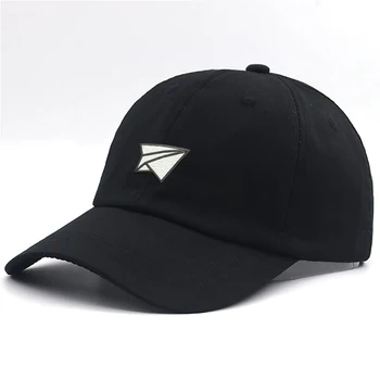Avion de hârtie broderie moda șapcă de baseball pentru bărbați 100% bumbac reglabil negru hip hop tata pălării femei curbat soare snapback hat