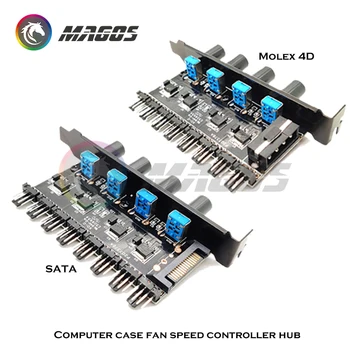 Molex SATA Caz de Calculator Fan Controller Hub 3pin/4pin 8 moduri/3 moduri fără Trepte de Viteză Variabilă Radiator Controler de Viteză