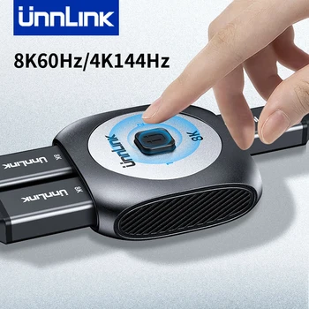 Unnlink HDMI Switch 8K60Hz 4K144Hz 4K60Hz Video Switcher 2 In 1 pentru Laptop Gazdă la TV Monitor Proiector