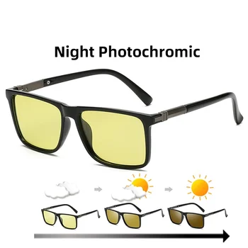 Bărbații Avansate Fotocromatică ochelari de Soare Polarizate TAC TR90 Luminii la Pătrat Cadru de Tranziție Lentile de Culori de Conducere Ochelari de Soare