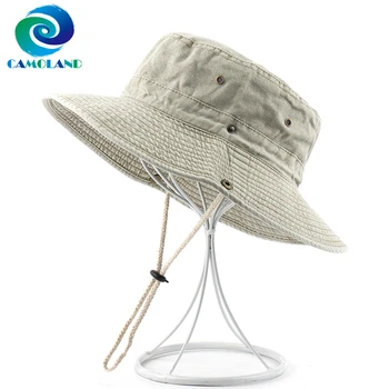 CAMOLAND 100% Bumbac Boonie Hat Femei Barbati Vara UPF 50+ Pălării de Soare Barbati Bob Panama Capace de Pescuit Pălării de sex Feminin Spălat Plaja Hat