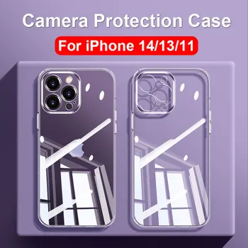 Camera de Protecție Telefon Caz Pentru iPhone 14 13 12 11 Pro Max Caz Clar de Silicon de Caz Pentru iPhone 13 12 Mini-14 Plus Capacul din Spate