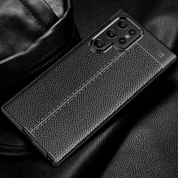 S22+ Brand de Lux Original rezistent la Șocuri Armura Acoperire pentru Samsung Galaxy S22 Ultra Piele Moale de Carbon TPU Caz de Telefon Mobil Capa