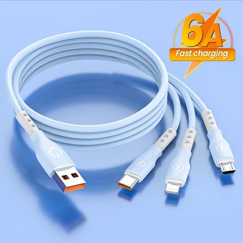6A 3in1 Cablu USB Rapid Incarcator Cablu de Încărcare Pentru iPhone 14 13 12 Pro max Tip C Xiaomi 11 Huawei P40 Samsung S20 Incarcator Cablu