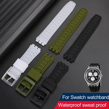 Pentru Swatch Silicon Impermeabil Ceas Trupa de sex Masculin Ac de Cataramă Silicon Negru Verde Alb Curea de Ceas 19mm