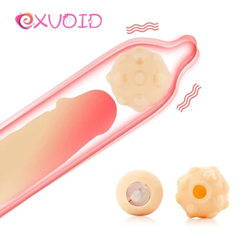 EXVOID Reutilizabile Vibrator Penis Extender Margele Penis Sleeve Extender Vibrator Marirea Penisului Mingea Prezervativ Atașament Mingea