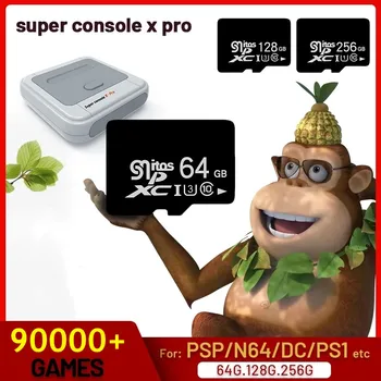 Carte de joc Potrivit Pentru Super Consola X Pro Consola de Joc Pentru PSP/N64/DC/Jocuri PS1 50+ Emulatoare Built-in 117000+Jocuri