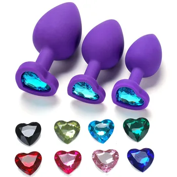 3pcs/set Silicon Butt Plug Anal Plug cu Bijuterii de Cristal Sex Unisex Dop de Jucării pentru Adulți pentru Bărbați/Femei Anal Trainer pentru Cupluri