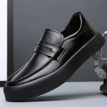 Noul Trend Pantofi Din Piele Pentru Barbati Negru Alunecare Pe Pantofi Barbati De Înaltă Calitate Mocasini Pantofi Om Bărbați Confortabil De Mers Pe Jos Driver De Pantofi