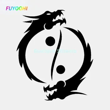 FUYOOHI Exterior/de Protecție de tip Boutique, Autocolante Personalitate Autocolant Auto Budismul Simbolul Yin Yang Dragoni Asiatici Vinil Decal