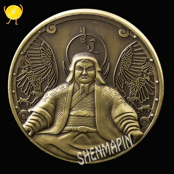 China Imperiul Mongol Genghis Khan Khan Monedă Comemorativă De Trei-Dimensional De Relief Legendă Chineză Artă, Monede De Colecție Cadou