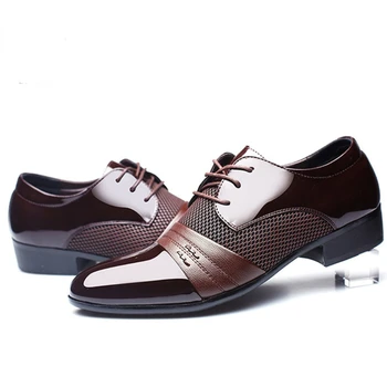 Nouă Oameni de Afaceri Formale din Piele Pantofi Low-top Moda Rochie de Culoare Solidă Plat Front Dantelă-up