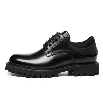 Barbati Pantofi Casual Business Rotund Toe Bărbați Formale Pantofi din Piele Spori cu talpi Groase din Piele Moale cu talpi Negru Pantofi de Agrement de zi cu Zi