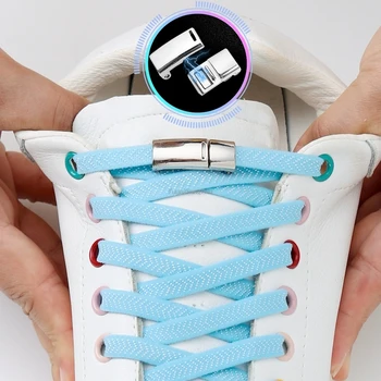 Nu legăm șireturi Elastice de blocare Magnetic Șireturile fără legături Șiret pe magneți Copii Adulți Cizme Adidasi Șireturi pentru Pantofi