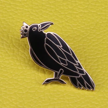 Regele corb email pin negru de păsări brosa groază raven insigna Goth animal bijuterii barbati tricou femei jacheta accesoriu