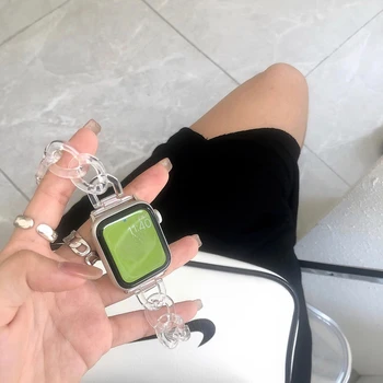 Rășină curea de Ceas pentru iwatch seria 6 5 4 3/2 42mm 38mm correa transparent oțel watchband 44mm 40mm pentru apple watch 6 5 4 ban