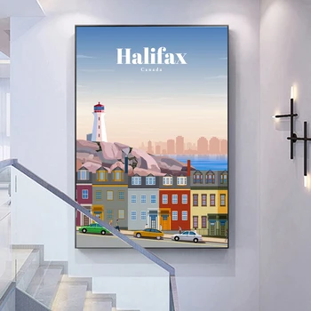 Halifax, Canada Peisaj Oraș Panza Pictura Oraș Turistic Poster Aplicabile Camera de zi Interior Decor Acasă
