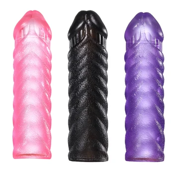 Reutilizabile Silicon Prezervativ Punctate Penis Sleeve Pentru Barbati Penis Artificial Teaca Prezervative Extender Maneca Penis Inele De Scule Acoperire Sex Jucării Pentru Adulți