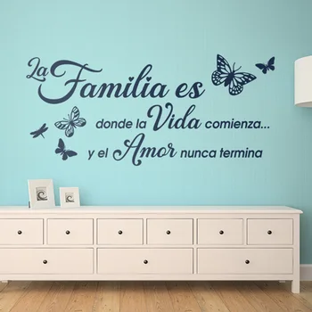 Familie spaniolă este în cazul în care viața începe Cita Autocolant de Perete Camera de zi Dormitor Familia donde es la vida comienza Perete Decal Vinil