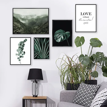 Planta verde Eucalipt Poster de Imprimare Smarald Arta de Perete Panza Pictura Nordică Imagini Pozitive pentru Living Modern Decor Acasă