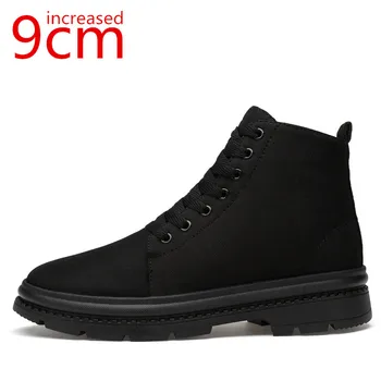 Toamnă/iarnă Pantofi pentru Bărbați Versiunea coreeană Tendință Crescută 9cm Barbati Casual Plus de Bumbac de Înaltă capota Plasă Crescut Lift Pantofi