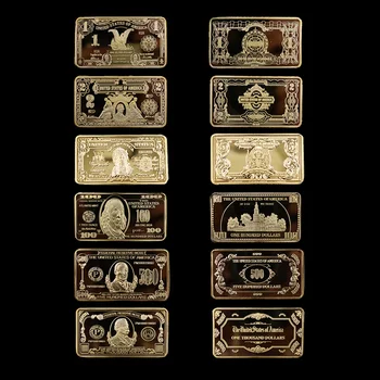Piața placat cu Aur 24K Monedă Comemorativă 1/2 / 5/100/500/1000 USD Colecție de Artă Cadou Suvenir 6 Bucati / Set