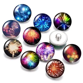 Frumusețea focuri de Artificii 18mm butoane de ajustare 10buc amestecat rotund foto cabochon sticla stil pentru snap butonul bijuterii