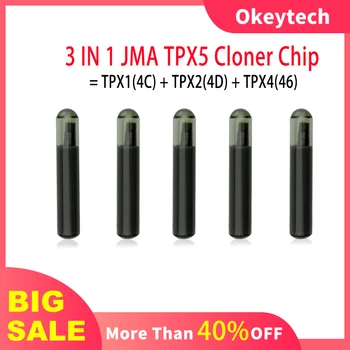 OkeyTech 5PCS/Lot Original 3 in 1 JMA TPX5 Cloner Cip =TPX1(4C) + TPX2(4D) + TPX4(46) Auto Cheie Auto cu Cip Transponder Chip de Sticlă