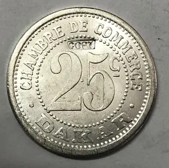 1920 Senegal 25 Centimes argint placat cu copia fisei